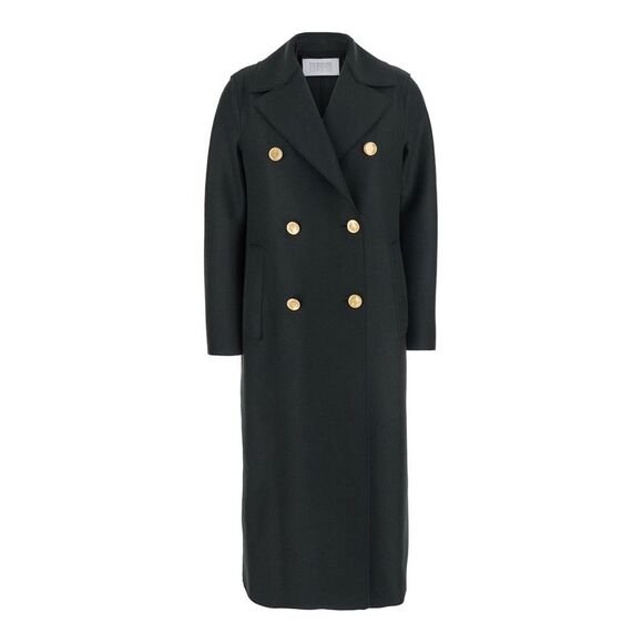 Harris Wharf London Women Double Breasted Golden Buttons Coat